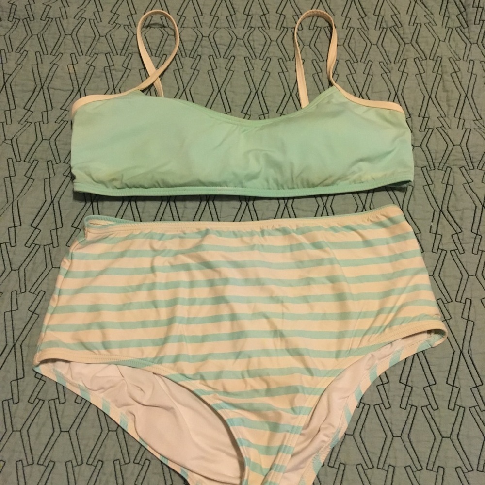 Kate Spade high waisted sailor striped bikini
